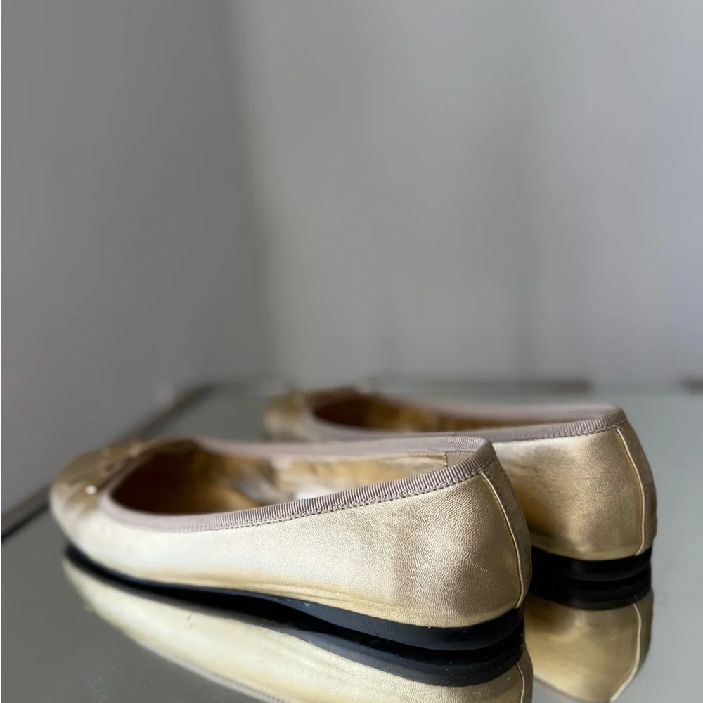 Prada Metallic Gold Ballerina Flats 37 $950 - Picture 6 of 12